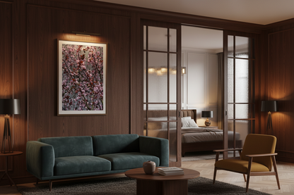 60 x 90 cm, walnut frame Country Garden III