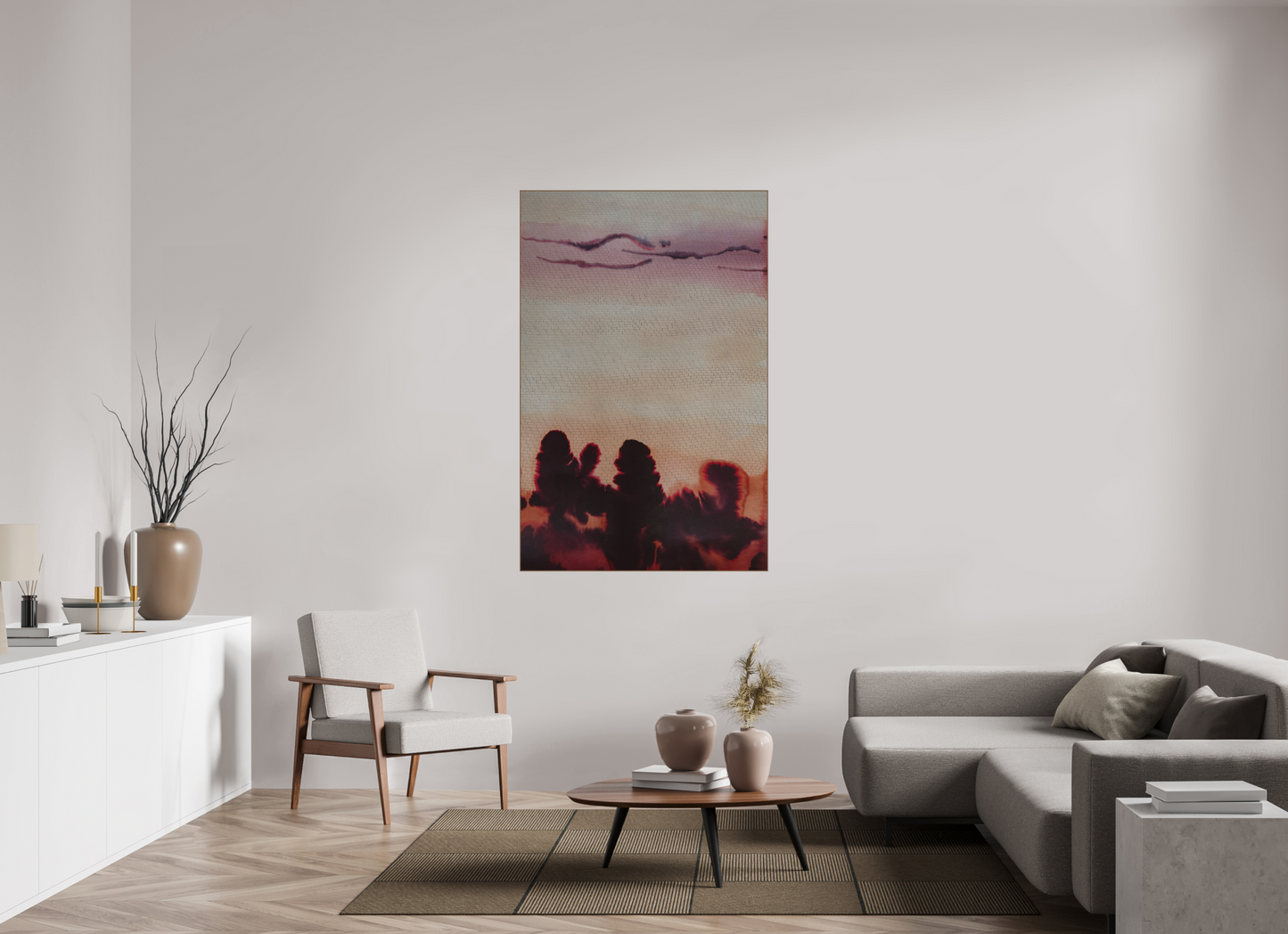 100 x 153.9 cm, Brushed Aluminium, Walnut ArtBox The Wall Iii By Sara Willett on Brushed Aluminium